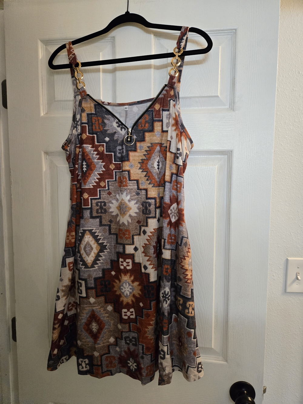 NWOT Aztec Print Summer Dress in Rust & Gray
